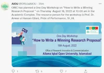 Research Proposal Aiou workshop